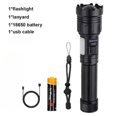 고출력 COB LED 손전등 알루미늄 합금 충전식 토치 자석 줌 기능 랜턴 (캠핑용 18650 배터리 포함), 01 Package A, 1개