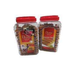 GOODIES 固迪斯 潔牙骨 1.4KG 桶裝 五星級寵物 低敏無穀潔牙棒 狗零食, 1個, 六星螺旋, 無穀物