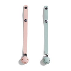 [쁘띠윙스] 쪽쪽이 스트랩/홀더 실리콘홀더 노리개 젖꼭지 클립 치발기 떨어짐방지, 스트랩, 다크핑크+무디블루, 1개