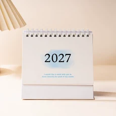 2027년 새 책상 달력 3가지 사이즈(소형 중형 대형) 영어 달력 책 연간 할 일 목록 월간 일일 플래너 시간, 1개, 07 S-Blue