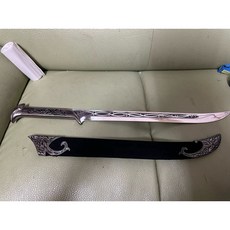 魔戒精靈彎刀95公分不銹鋼金屬款式，電影原色-含掛板以及皮鞘-精靈王彎刀, 1個, 71公分黑色精靈彎刀硬鞘, 銀色