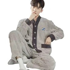 남성 겨울 극세사 수면 잠옷 세트