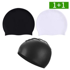 2개세트 남여공용 수영모자 실리콘 방수 성인 수영장 수모, SWACC1_화이트, 블랙