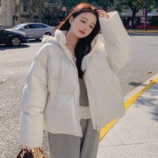 여성 2컬러 겨울 러블리한 하이넥 후드 숏 패딩점퍼 eso+914uC