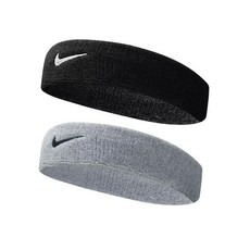 나이키 스우시 클래식 헤어밴드 2P, 1세트, 블랙+그레이