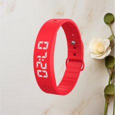 자칠 진동 알람 스포츠 충전식 손목 시계수면측정 타이밍 W5SV, 1개, 레드