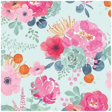 HAOKHOME꽃무늬벽지벗겨서붙이는수채화선인장화이트/핑크/그린/네이비블루비닐자체접착접촉용지장식43.9cmx3m17.3인치x10피트121374, 틸 블루/핑크/그레이