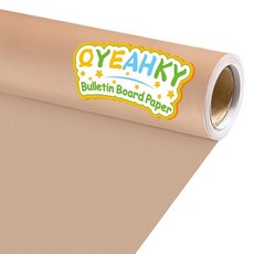 Qyeahkj 45cm x 6.1m(17.7인치 x 20피트) 게시판 종이 롤 게시판 배경 종이 변색 방지 교실 장식 포스터 아트 공예 홈 벽 교육 장식 용품 샌디 베이지
