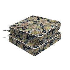 Melody Elephant 야외 의자 쿠션 2개 세트 50.8 x 10.2cm(20 20 4인치) 탈착식 커버가 있는 방수 파티오 시트 쿠션 고리버들 소파 가구용 전, 페이즐리 사파이어, 22"x20"x4"