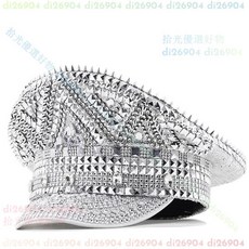 拾光優選好物 女士婚禮帽銀色亮片鑲鉆攝影帽子 舌帽派對狂歡平頂帽子演出帽, 01-銀鉆,可調節, 1個