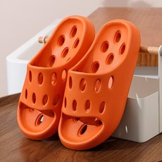 【無品牌】-浴室拖鞋男夏款室內家用衛生間洗澡沖涼漏水速幹防滑踩屎感涼拖女, 1個, 焦糖【主圖款】