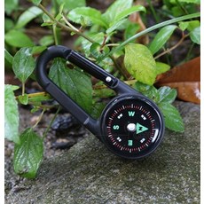 양면 백패킹 온도계 키링 나침반 등산 캠핑 낚시 아웃도어 카라비너, 1개