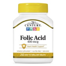 21St Century 葉酸400mcg易吞錠, 1罐, 250顆