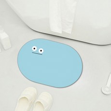 디아쿠아 몬스터 빨아쓰는 욕실 주방 논슬립 소프트 규조토 발매트, 둥근스카이