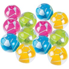 Fun Express 와이드 스트라이프 비치볼 (12개 세트) 밝은 다양한 색상