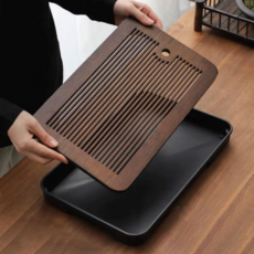 티트레이 차트레이 받침대 다기 다도 대다무 차판, 직사각, 1개, 차판,받침대