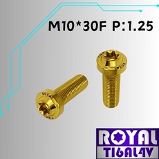 ROYAL 鈦合金螺絲 M10*30F P:1.25 飛碟頭型螺絲 64鈦 土豪金, 1個