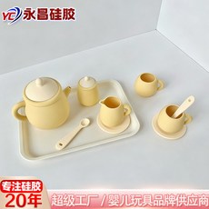 永昌硅膠 嬰兒矽膠過家家茶具套裝, 粉紅色,茶具套裝, 1個