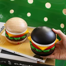 햄버거 만년 탁상 데스크 달력 캘린더 나무 오브제 인테리어 소품 선물 장식품, 블랙