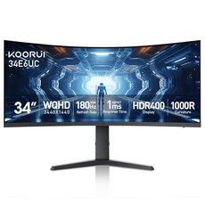 KOORUI 34인치 곡선형 울트라 와이드 WQHD 3440 1440 게이밍 모니터 18, 24"/144Hz/FHD