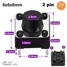 6x6mm x 4.3 / 5 6 7mm 마이크로 푸시 택트 스위치 2 4핀 터치 버튼 미니 소형 촉각 토글 Pcb 순간, 01 CHINA, 01 20pcs 6x6x6x3.5mm