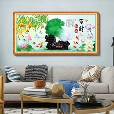 보석십자수 보름달 황금 십자수 사슴 새 나무 돈나무, 특대형 100 x 200cm, 1개, KH-28