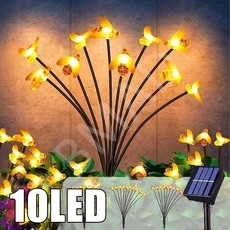 태양 꿀벌 문자열 조명 귀여운 야외 웨딩 가든 파티오 크리스마스 트리 장식 다중 전원 공급 모드, 06 10LEDS
