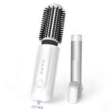 WINFINE 휴대용 무선 고데기 신형 음이온 2in1 미니 뿌리 볼륨 빗 고데기, 화이트