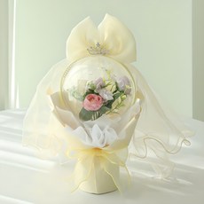 뷰티풀데코센스 예쁜 공주님 티아라 왕관 꽃다발, 옐로우, 1개