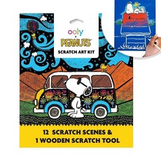 Ooly Scratch & Scribble 10pc Art Kit with 8 Total Scratch Cards 4 Illustrated 2 Blank 2 Rainbow, Peanuts Friends