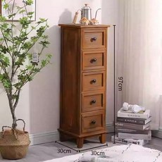 빈티지 틈새서랍장 수납 우드 입다 옷을 슬림 레트로 좁은 히코리 모던, 완전 조립 완료, 30 x 30 5단 커피