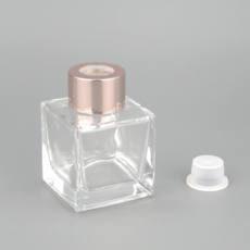 50ml 사각 투명 디퓨저 용기 캡+속마개포함, 1개, 로즈골드캡