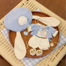 20cm 娃娃衣服套裝, 愛麗絲5點 上衣 褲子 帽子 鞋 領結, 1個