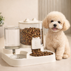 모드인 반려동물 오염방지 반자동 급수식기, 1개, 크림화이트