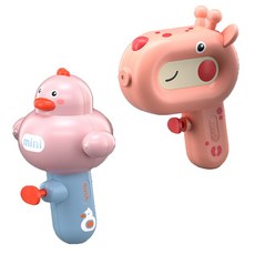 감성팩토리 미니 캐릭터 물총 공룡 기린 오리 물총, 2개, 핑크+핑크