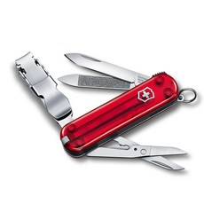 VICTORINOX (빅토리 녹스) 네일 클립 580 반투명 레드 손톱깎이 손톱깎이 방재 용품 커브날 가위 손톱 청소 포함 손톱줄 탑재 8기능 방재 상품 구급 스테인리스강 녹슬지, 1개