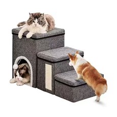 거와스 접이식 수납형 강아지 계단, 1개, 그레이