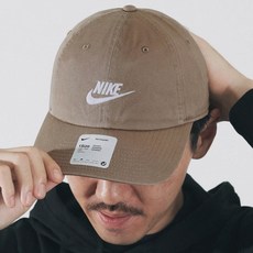 NIKE 耐吉 Heritage86 Futura 水洗棉質棒球帽 卡其色/白色