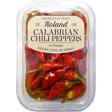 Roland Foods Calabrian Chili Pepp Roland Foods Calabrian Chili Peppers in Vinegar 특산 수입 식품 17.5온스, 648.64g, 1개