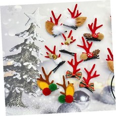 겨울 파티 루돌프 뿔 머리핀 세트 크리스마스 헤어 장식 클립 산타 연말 모임