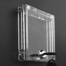 에어컨 스위치 온도조절 덮개 잠금 케이스 아크릴 투명 버튼 중앙 에어컨 보호커버, 120형 1비트 차단 개방 접착제 키2개