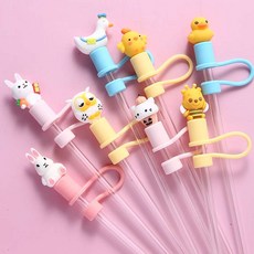 스탠리호환 빨대 마개 스토퍼 텀블러 뚜껑 캡 캐릭터 악세사리 스트로 블루 바닥 붕투 오리 빨대 0.8cm, 1개, 뚱뚱한 핑크 토끼 모자