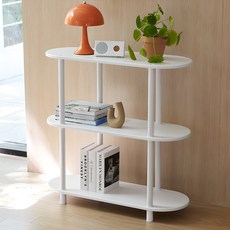 Tres Belle Stay 橢圓 800 展示櫃立式層架, 白色, 3層