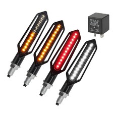 바이크 LED 시퀀셜 윙커 4개 세트 3핀 릴레이 포함 12V 범용