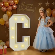 Marquee Letters 대형 라이트업 글자 B 생일 파티 장식 웨딩 졸업 장식 7.9m(2.3피트) 마키 B 표지판 결혼 제안 프롬 발렌타인 데이 성별 공개 기념일 2, 글자 C