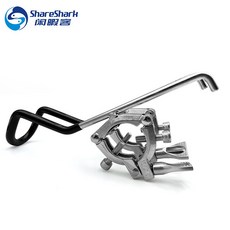 ShareShark 船用魚竿支架 不銹鋼三節卡箍 釣魚配件 船釣 海釣 岸拋 磯釣 路亞 釣具, 銀色