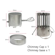 뜨거운 텐트 스토브 화상 방지 스파크 피뢰기 장작 스토브 액세서리 레인 캡 스테인리스 스틸 목재 스토브, 02 Titanium