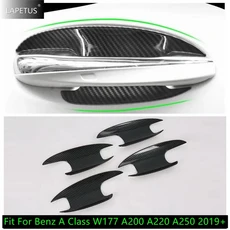 벤츠 A 클래스 W177 A200 A220 A250 2019-2024 카본 파이버 도어 핸들 캐치 볼 커버 트림 호환, 카본  느낌