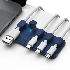 실리콘 자석식 케이블 정리 USB 충전선 홀더 보호대 데스크탑 케이블 클립 마우스 와이어 정리기, 01 Blue