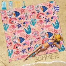 팸스타 비치 담요 모래 방수 78'' 81''1-5 성인 오버사이즈 컴팩트 경량 내구성 매트 여행용 캠핑 하이킹 피크닉